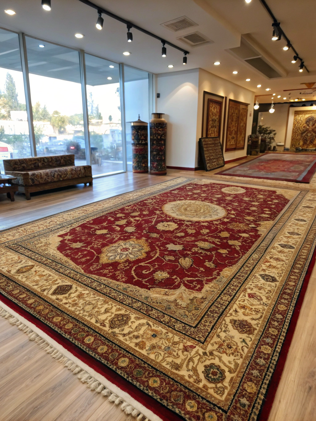 18th Century Isfahan Palace Carpet restored state