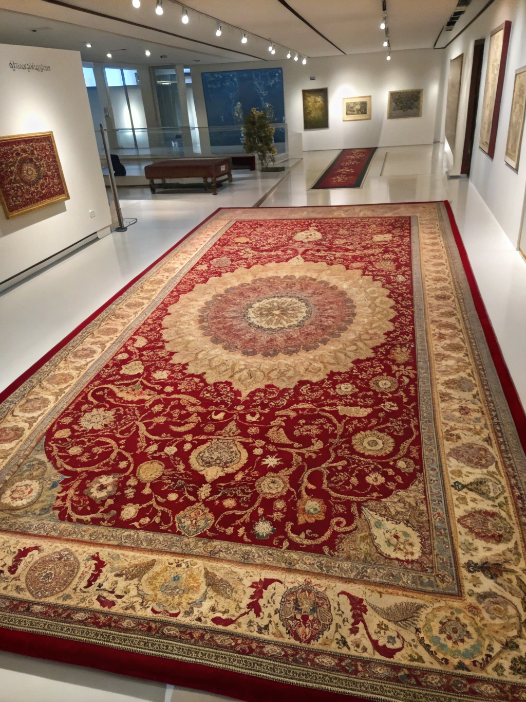 18th Century Isfahan Palace Carpet initial state before cleaning
