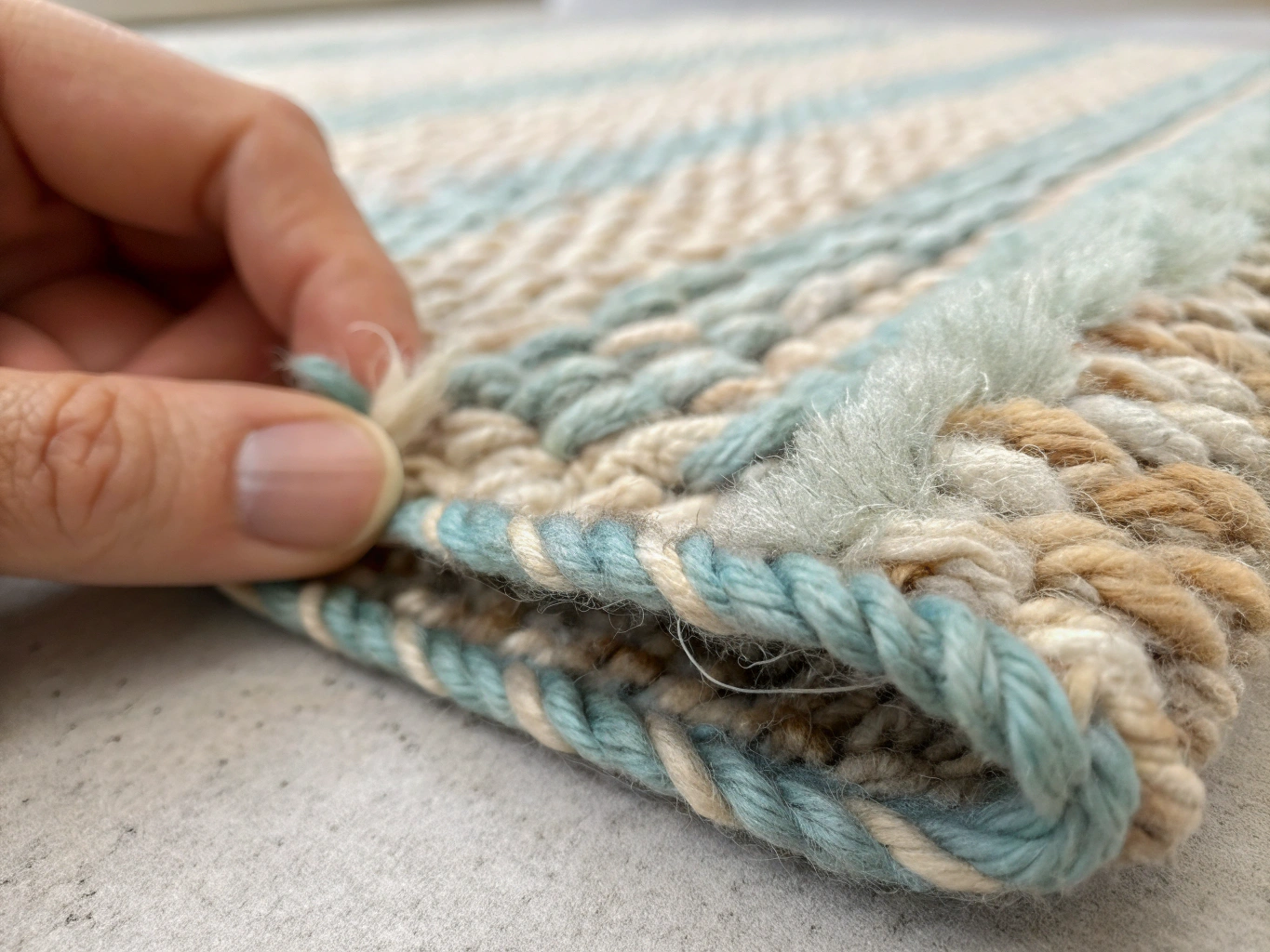 Close-up of fine silk and wool fibers receiving gentle conditioning care